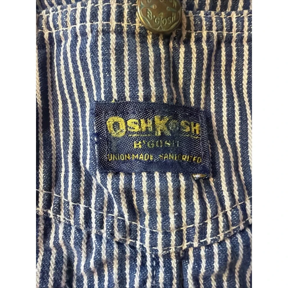 Vintage OshKosh B'gosh Overalls Toddler 3T Denim VESTBAK Made USA Hickory Stripe
